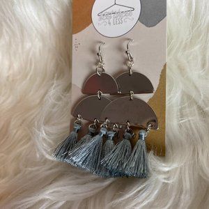 Silver Gray Tassel Dangle Earrings 301